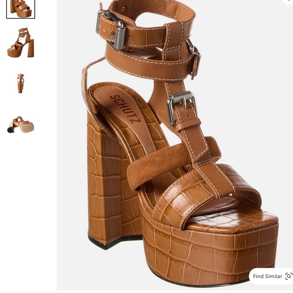 Schutz Chantelle Platform Leather Sandal Heels